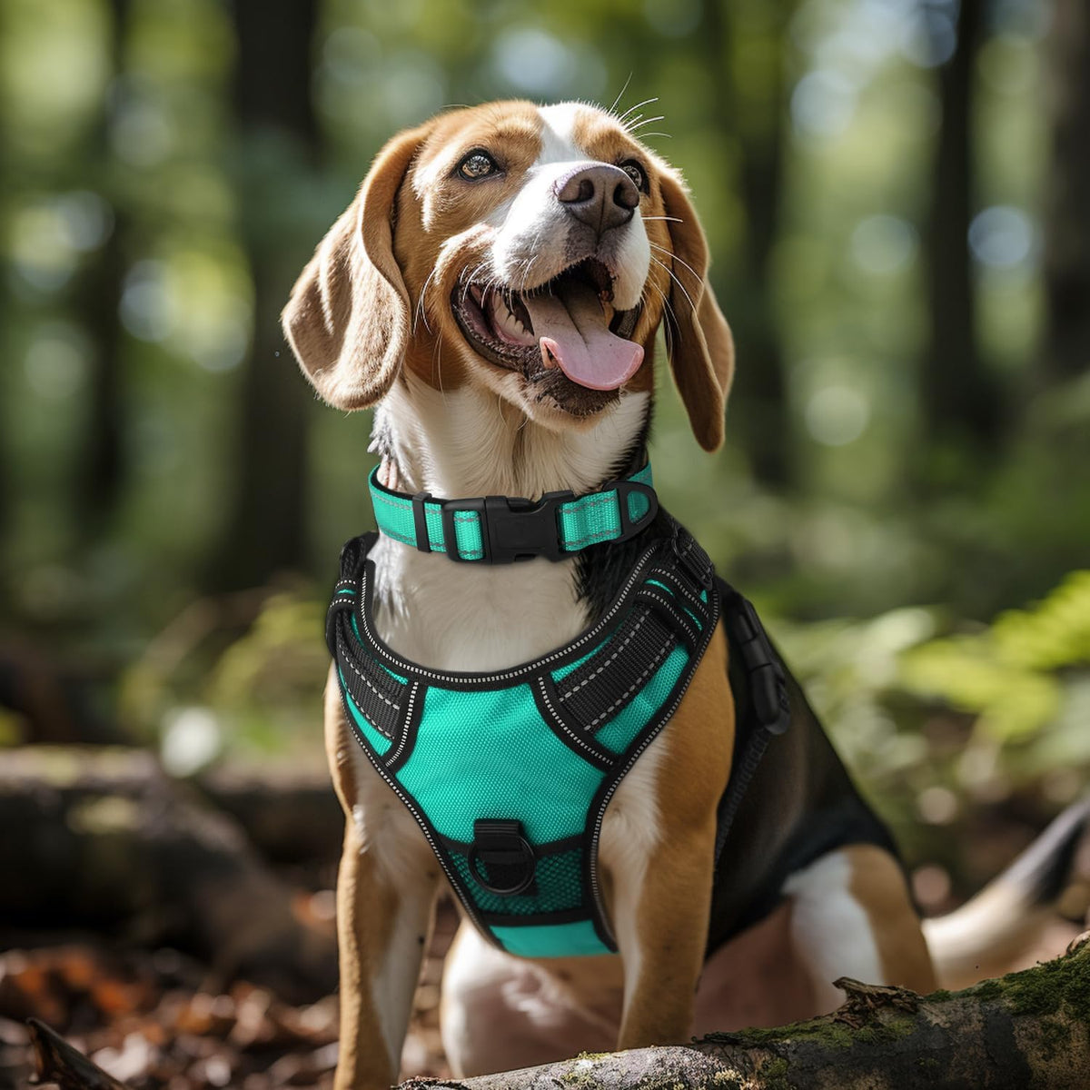 Joytale Reflective Dog Collar, Adjustable Neoprene Padded - Large (Pack of 1) / Teal - image 2