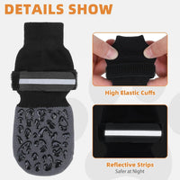 Dog Socks Shoes for Hot Pavement to Prevent Licking Paws - Grey Reflective / Small (4 Pack) - image 3