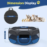 Small Animals Playpen, Waterproof Pet Tent with Zippered Top - Black + Blue - image 2