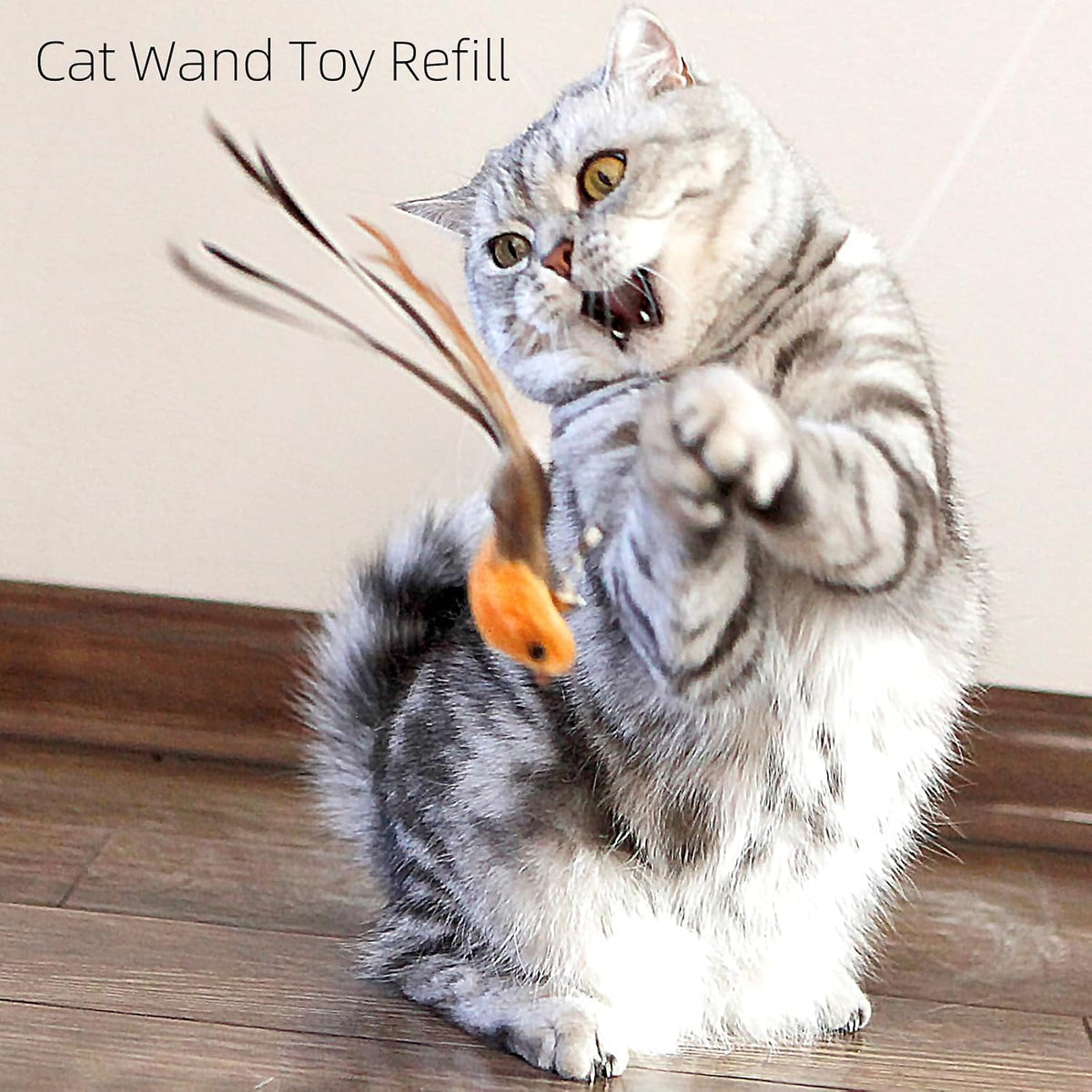 miwoowim 12 Pack Cat Wand Toy Refills with Bells - 4 birds - image 3