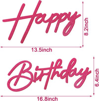 Happy Birthday Sign for Backdrop - Felt / Glitter Hot Pink - image 2