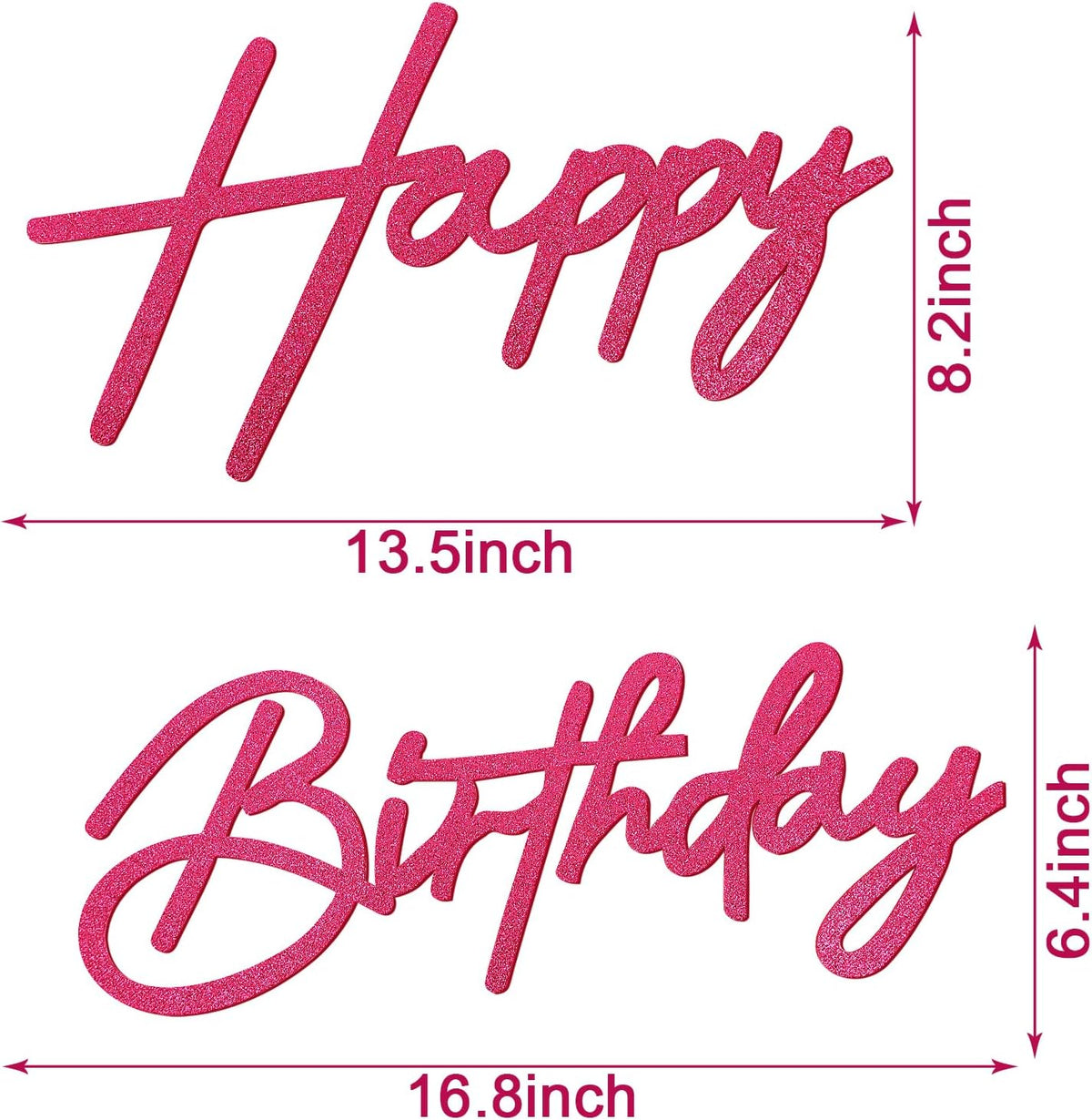Happy Birthday Sign for Backdrop - Felt / Glitter Hot Pink - image 2