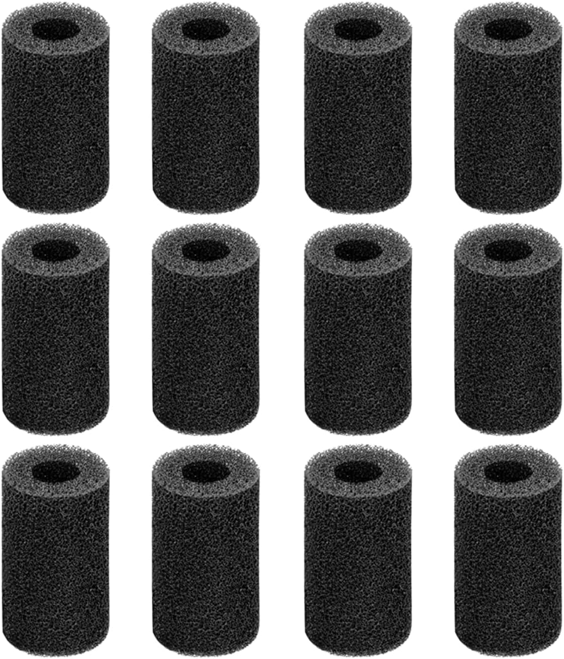 AQUANEAT 12-Pack Pre-Filter Sponge for Aquarium Shrimp Fry Fish Tank - 1.8"D X 3.2"H, 0.8"