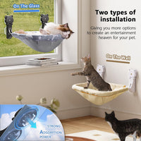 Cat Window Perch Cordless, Foldable & Stable Cat Beds - Faux Rabbit Fur-Large / Grey+Cream - image 3