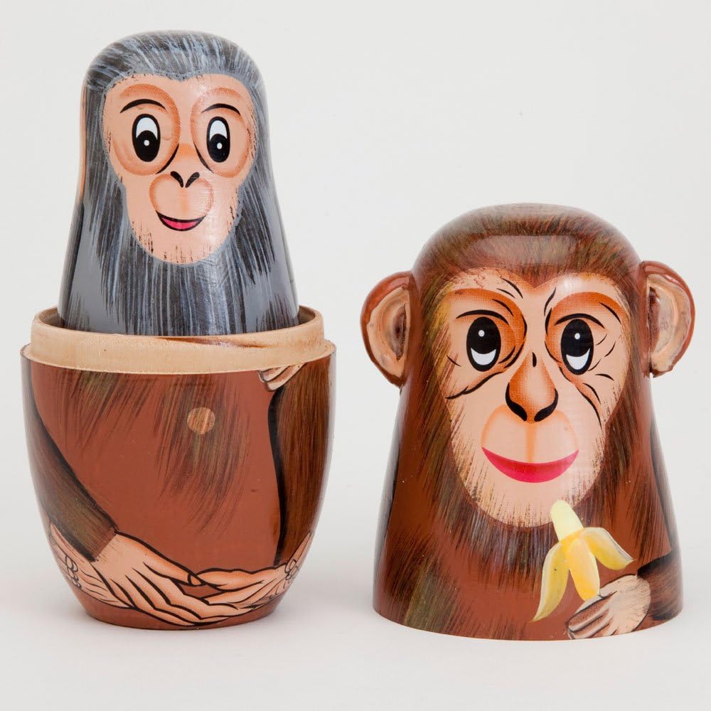 Bits and Pieces Monkey Nesting Dolls, Russian Doll Set of 5 - Nesting Monkeys - image 3