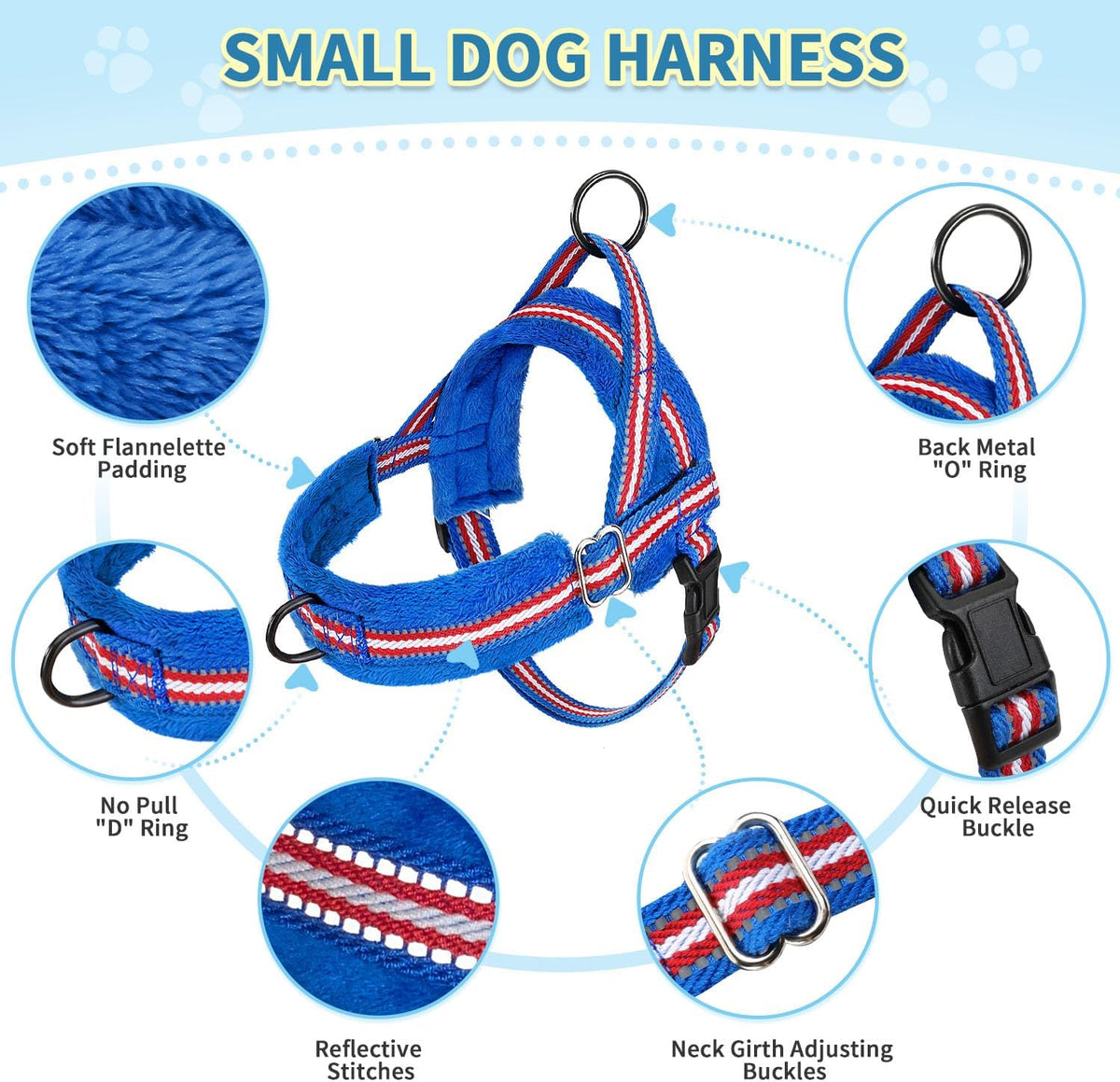 SlowTon No Pull Small Dog Harness and Leash Set with Front Clip – Essentials for Dogs - XX-Small / Dark Blue - image 4
