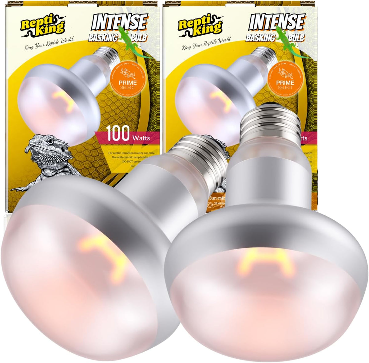 Basking Light for Reptiles, Reptile Heat Bulb Light - 2-Pack Intense Basking Spot / 100W