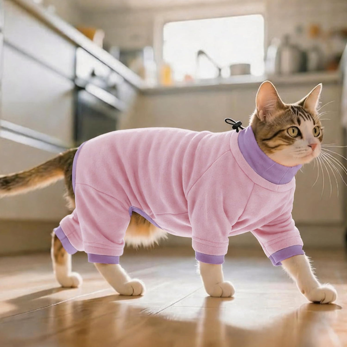 Sticky Hair Cat Clothes, Prevent Loss Pajamas - XX-Large / LightPink - image 3