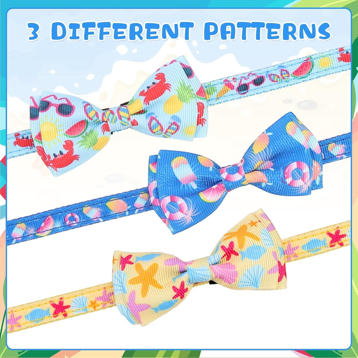 Halloween Cat Collar Breakaway with Bowtie and Bells - Summer Pattern - image 3