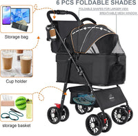 3 in 1 Pet Dog Stroller for Small Medium Dogs 10-50 lbs - Black - image 4