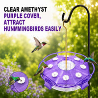 2 Pack 16 oz Saucer Hummingbird Feeders for Outdoors - Clear Amethyst / 2-Feeder Set - image 2