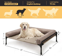 Veehoo Outdoor Elevated Dog Bed-Cooling Raised Dog Cot for Large - Beige Coffee / 35.0"L x22.0"W x 11.0"Th - image 2