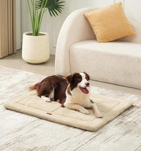 MADE 4 PETS Dog Crate Pad Bed for Medium Large Dogs, Washable & Reversible, Anti-Slip Kennel Mat for Cozy Sleeping, Soft Fluffy Dog Bed for Indoor & Outdoor Use, 35"x23", Beige
