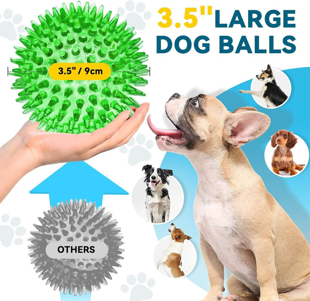 Squeaky Balls for Pet Small Puppy - Large Set of 6 / Multi - image 2