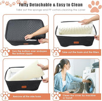Memory Foam Booster Dog Car Seat for Medium Dogs (Under 45LBS): Elevated, Detachable Washable, Anti-Slip, for Car Back Seat, Travel Pet Bed with Seat Belt
