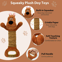 Squeaky Dog Toys for Large Dogs, Tough Tug of War Puppy Toy - Brown -1 / Dog - image 2