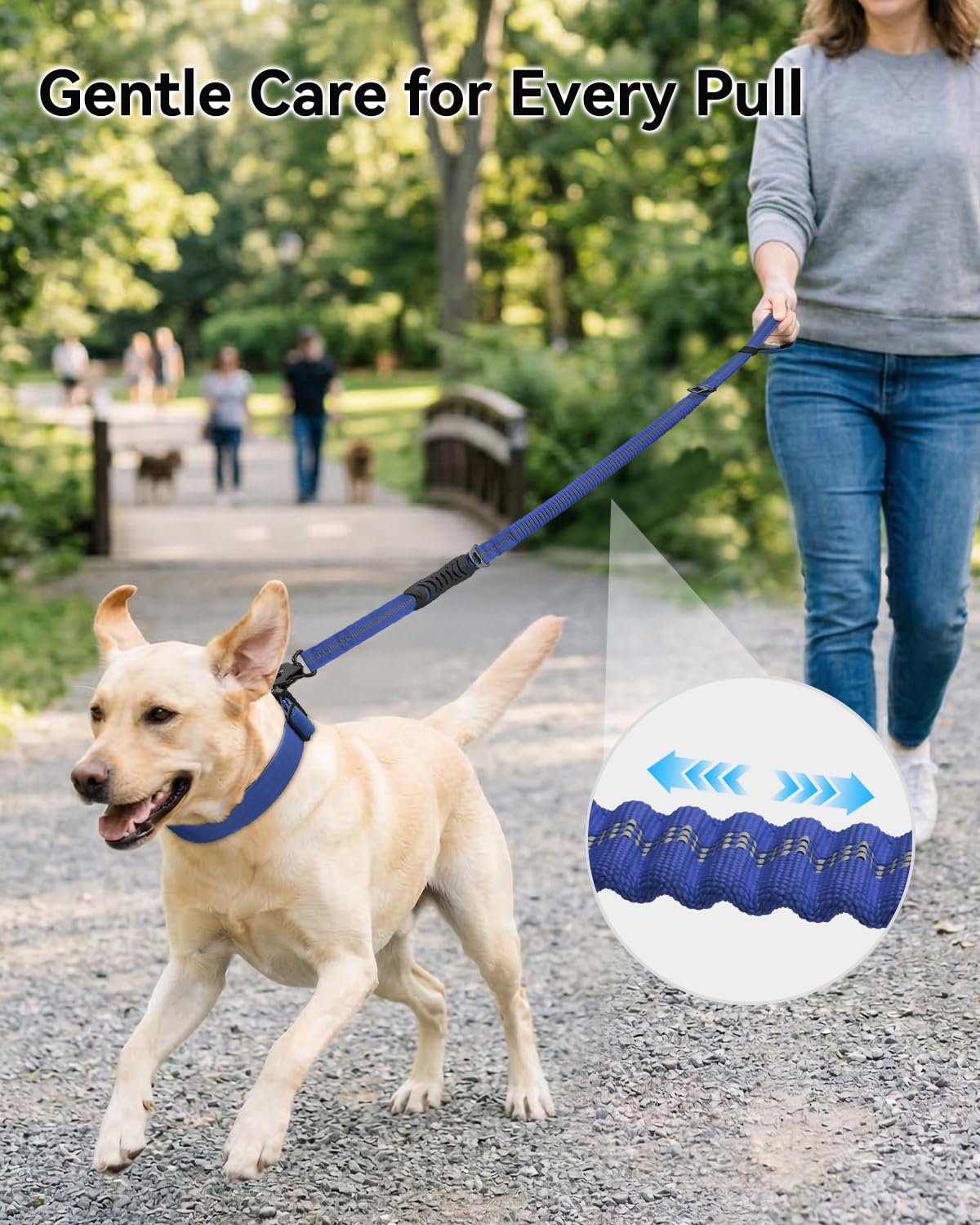 Joytale Tactical Bungee Dog Leash, Shock Absorbing No Pull - Navy Blue - image 2