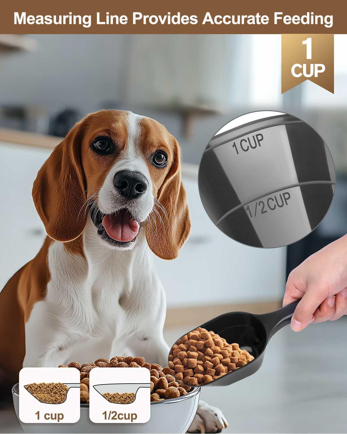 2 PACK Dog Food Scoop,1 Cup Capacity Pet Food Scoop For Dog and Cat – Essentials for Dogs - Black and Blue - image 4