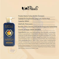 Unipaws Biotin Dog Shampoo for Long-Haired Coats – Deshedding, Detangling & Moisturizing for Silky, Tangle-Free Fur with Probiotics - EWG Green & Light Elegent Scent, Made in Korea, 16.9 Fl Oz / 500ml
