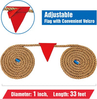 Gothink 50 ft tug of war rope for kids in natural jute with red flag and carrying bag - view 10