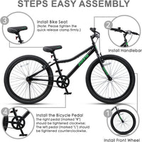 AVASTA Bilbo 18 20 24 Inch Kids Bike for Boys Girls Youth 5-14 Years - Black / 24 Inch with Kickstand - image 3