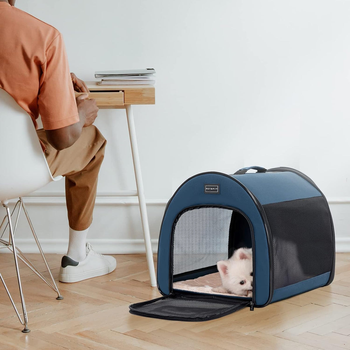 PETSFIT Portable Dog Crate, Travel Dog Crate, Roomy - Navy Blue / 16.5"L x 16.0"W x 19.0"H - image 4