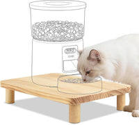 SZEE Cat Food Stand, Elevated Cat Feeder Stand for Automatic Feeder & Bowls – Essentials for Cats - Pine Wood / Standard ( 13.5" × 7.8“ × 2.5” )