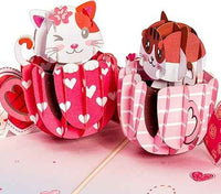 Love Cat Mugs Pop Up Card- 5" x 7"
