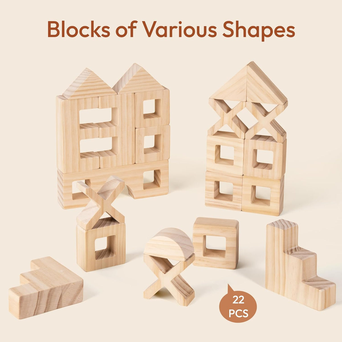 Woodtoe 24 PCS Rainbow Blocks Set - 47 PCS Rainbow Blocks Set - image 3