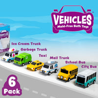 Tub Works Vehicles Bath Cars Mold Free Bath Toys, Sealed - City Cars - 6pk - image 3