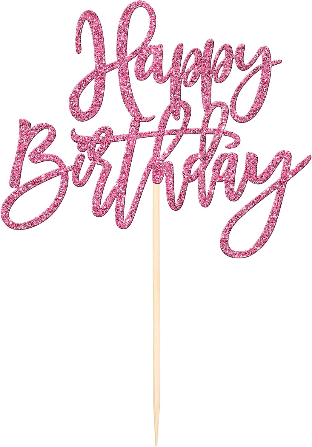 ZHUOWEISM 1 PCS Gold Happy Birthday & Anniversary Cake Topper – Fun for Kids & Family - Pink - image 3