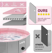 Furrybaby Dog Pool, Kiddie Pool Hard Plastic, Collapsible Pet Bath Foldable Swimming Pet Pool Portable Pink 32''