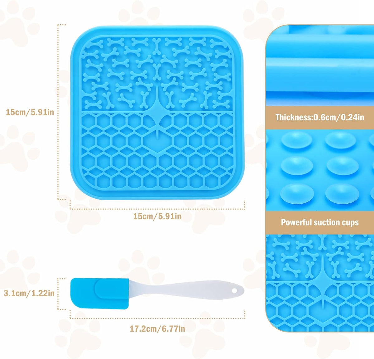 Lick Mat for Dogs - Slow Feeder Licking Mat with Suction Cups for Peanut Butter, Food Treats - Small (Pack of 2) / Bronze - image 2