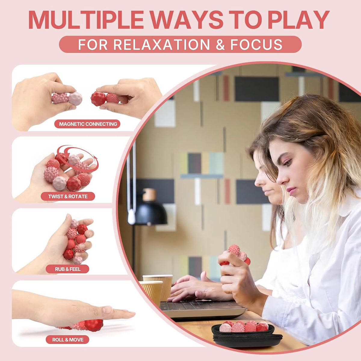 Magnetic Fidget Balls for Adults & Teens - Xmas-pink - image 3