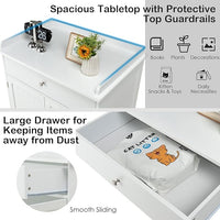 PETSITE Cat Litter Box Enclosure, Large Cat Washroom End Table with Drawer & 2 Doors, Wooden Cat House Storage Cabinet, Hidden Litter Box Furniture, White