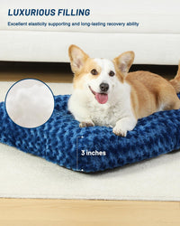 KSIIA Washable Dog Bed Medium Size Dog Crate Bed Plush Pet Mat - Blue / 23.0"L x 18.0"W x 3.0"Th - image 3