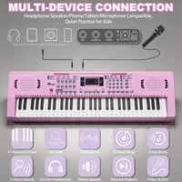 Kids Keyboard Piano, 61 Key Electronic Piano – Fun for Kids & Family - Pink - image 3