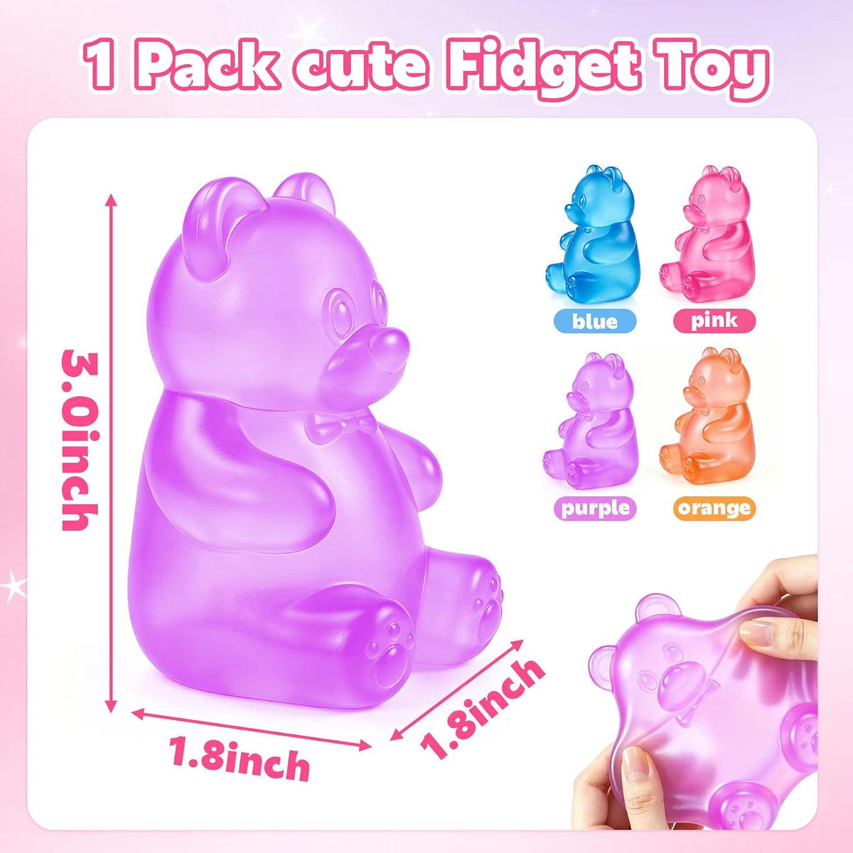 Bear Squishy, Stress Bear Taba Squishy - Purple - image 2