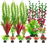 18Pcs Plastic Aquarium Plants, Weighted Base