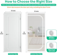 Reinforced Thickened Cat Screen Door - White / Left-u Shape, Fits Door Size up to 30''x 80'' - image 2