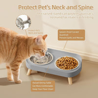 Elevated Cat Bowl, Raised Cat Food and Water Bowl Set for Indoor Cats, Splash Proof with 2 - Cat Bowls-Grey - image 3