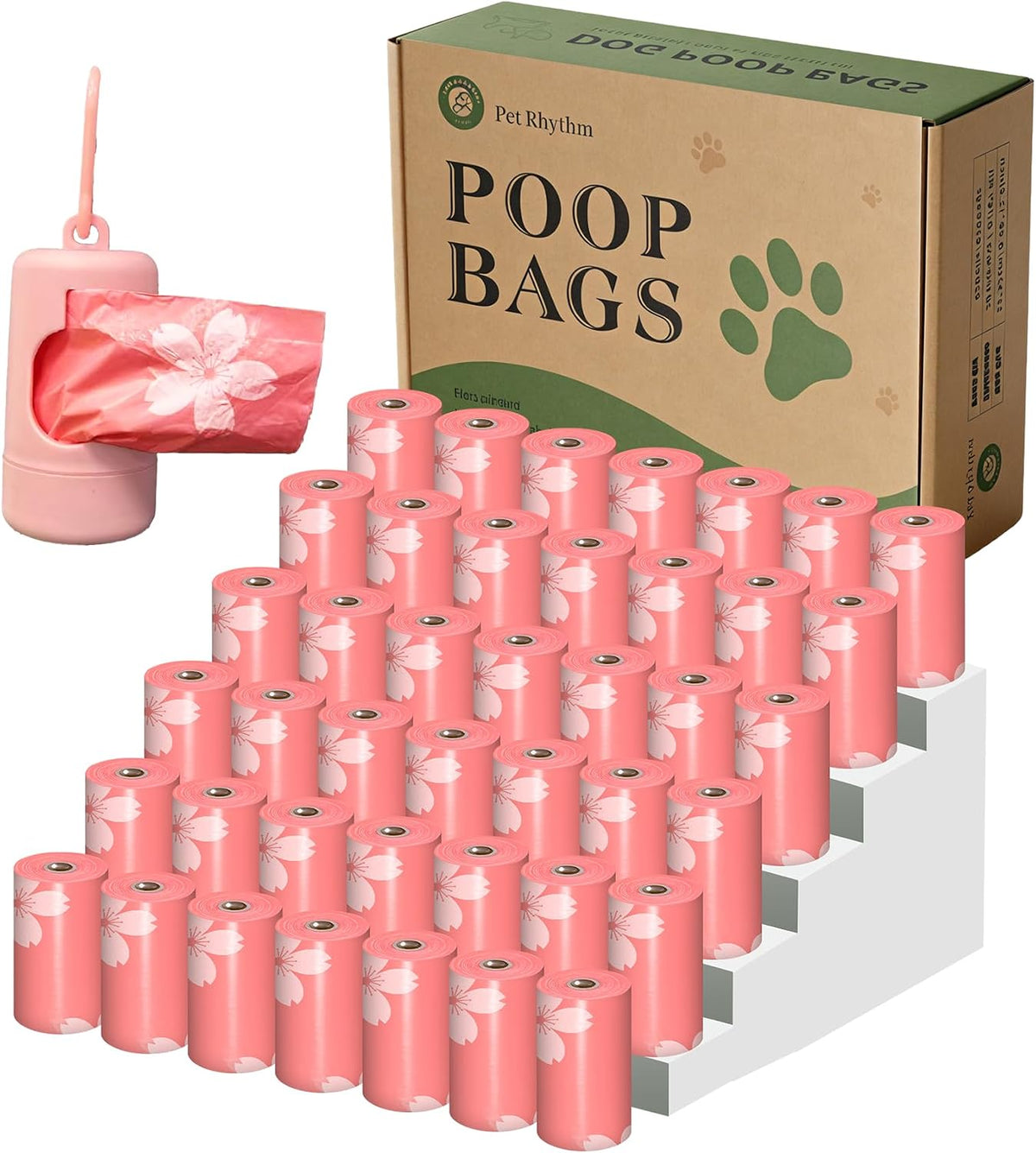 Cherry Blossom Scented Dog Poop Bags, 42 Rolls 630 counts - pink / 630 Count (Pack of 1)