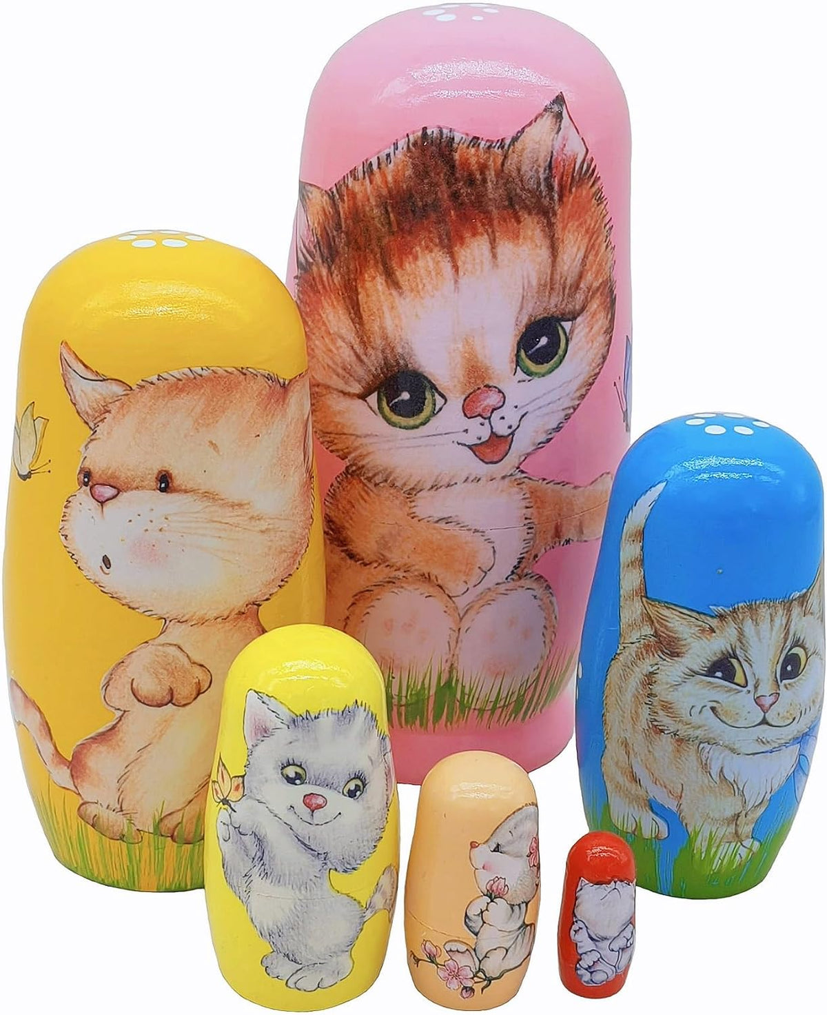 Konrisa set of six hand painted wooden unicorn nesting dolls - view 3