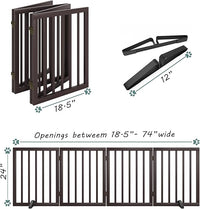Wooden Dog Gate Freestanding Foldable 4 Panel Pet Gates Extra Wide Dog Gates for Indoor Doorways Stairs 24in Height Support Feet Included