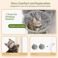 Globlazer 74in Heavy Duty Cat Tree Tower for Indoor Cats Large Adult - Light Gray / 74inch - image 4