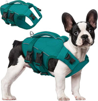 ASENKU Dog Life Jacket, High Floatation Dog Swimming Vest with Rescue Handles for Small Medium - X-Small / LakeGreen