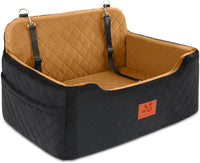 Dog Car Seat for Medium/Large Dog Under 50 lbs or 2 Small Dogs – Essentials for Dogs - Black/Brown