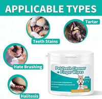 Pet Dental Finger Wipes for Dogs & Cats | Teeth Cleaning Wipes with Natural Formula | Remove Plaque & Tartar | Fresh Breath, Safe & Gentle (50 Count)