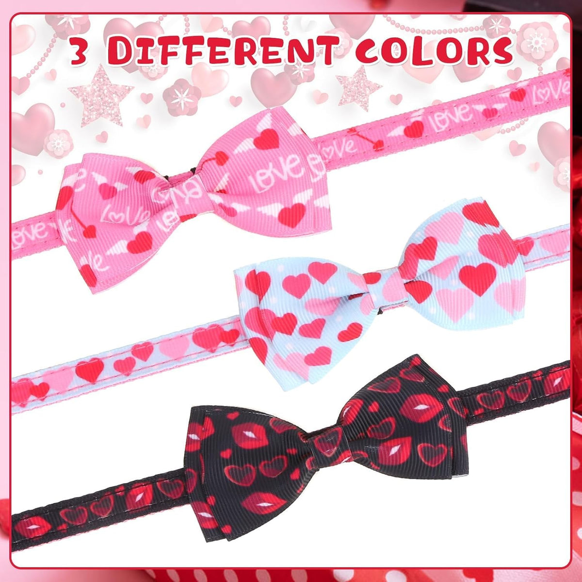 Halloween Cat Collar Breakaway with Bowtie and Bells - Pink+Blue+Black - image 3