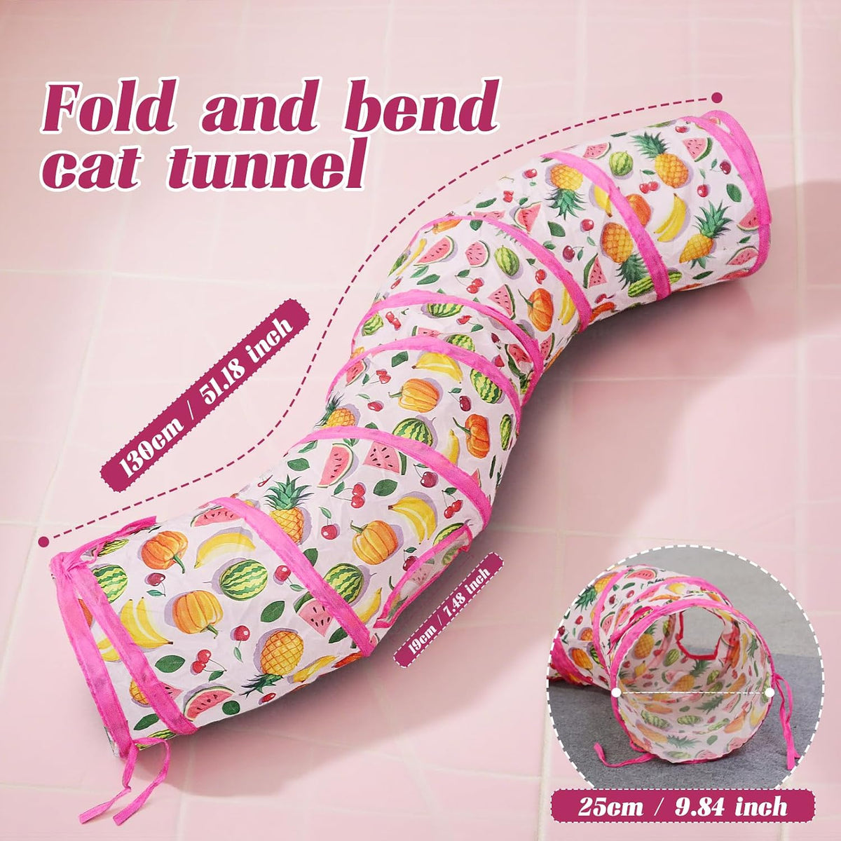 Andiker Cat Tunnel for Indoor Cats - S Pink - image 2